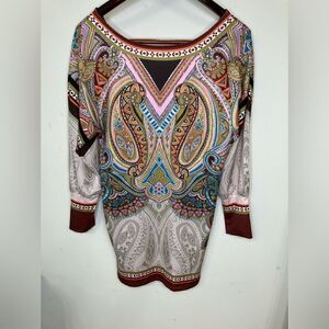 PEACHPUFF L Beautiful Tribal print, earthly tones ,sexy back